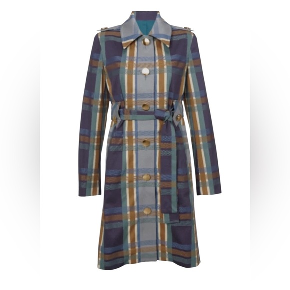 CABI Style #6248 Highclere Trench 100% cotton plaid trench coat NWOT- sz Medium - Picture 3 of 16